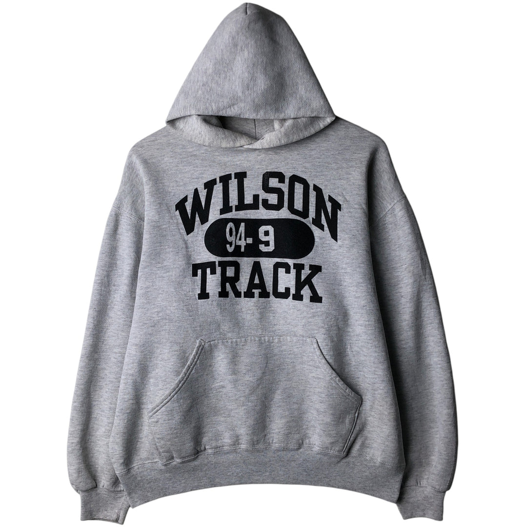 Vintage 90'S Russell triple print college pullover sweatshirt, made in the USA, size L. cotton gray type Vintage Second Hand