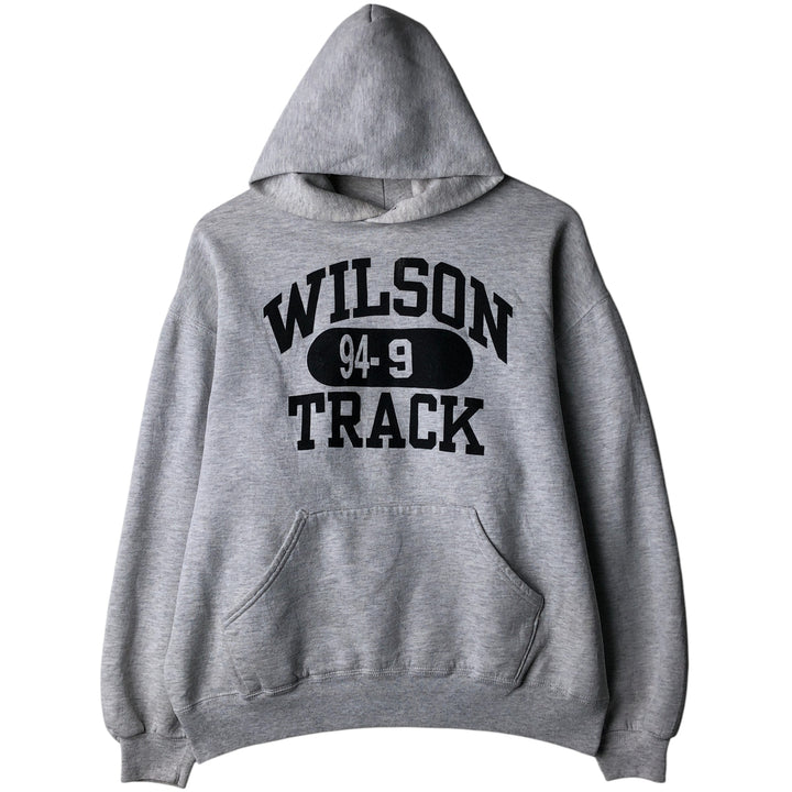 Vintage 90'S Russell triple print college pullover sweatshirt, made in the USA, size L. cotton gray type Vintage Second Hand