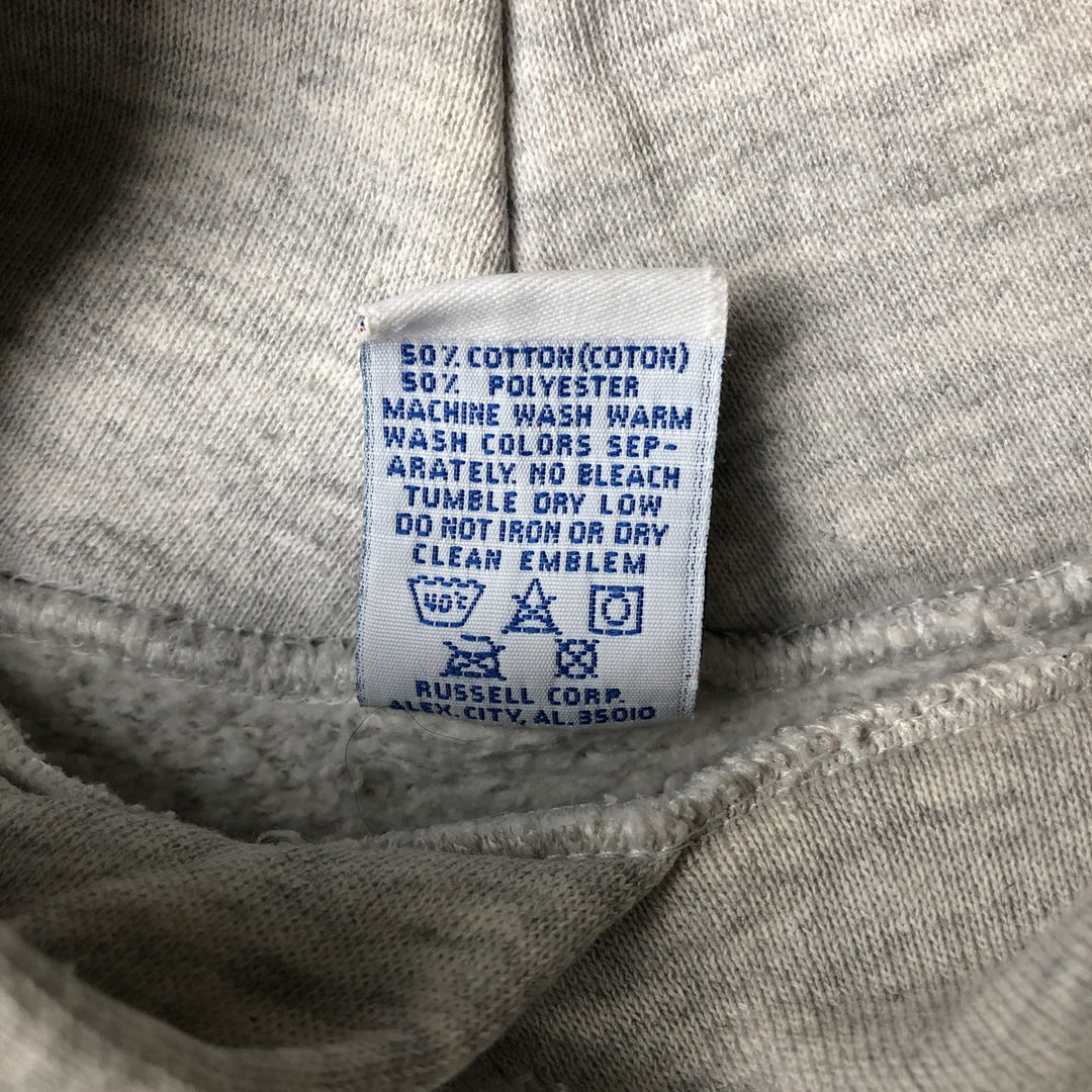 Vintage 90'S Russell triple print college pullover sweatshirt, made in the USA, size L. cotton gray type Vintage Second Hand