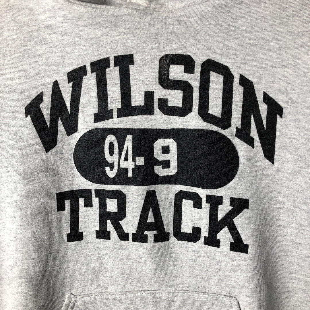 Vintage 90'S Russell triple print college pullover sweatshirt, made in the USA, size L. cotton gray type Vintage Second Hand
