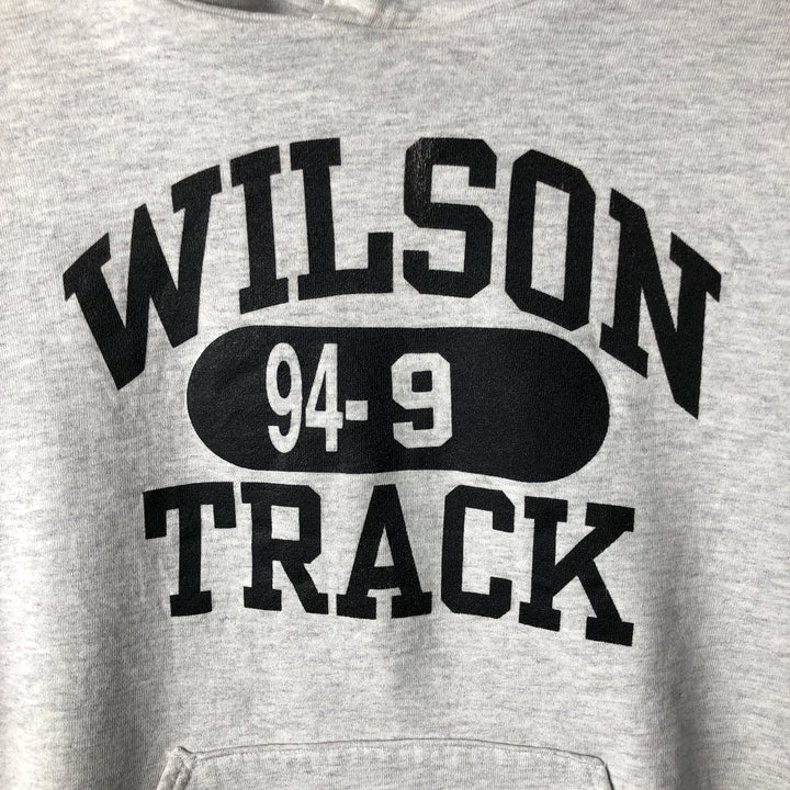 Vintage 90'S Russell triple print college pullover sweatshirt, made in the USA, size L. cotton gray type Vintage Second Hand