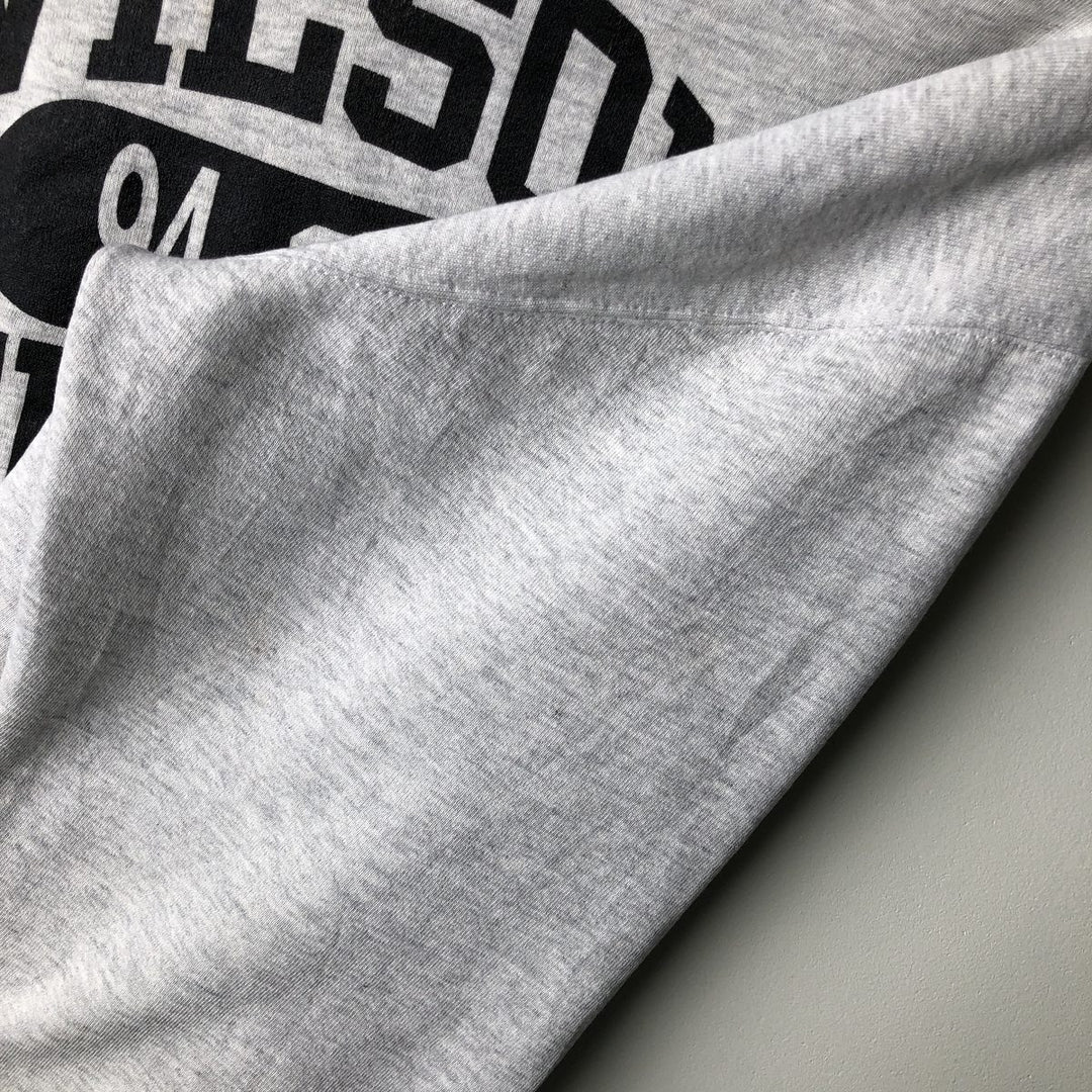 Vintage 90'S Russell triple print college pullover sweatshirt, made in the USA, size L. cotton gray type Vintage Second Hand