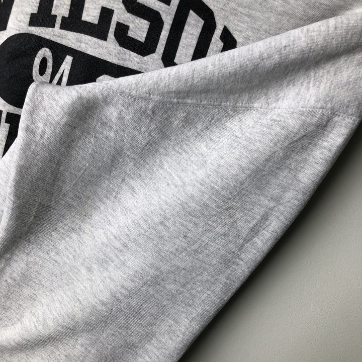 Vintage 90'S Russell triple print college pullover sweatshirt, made in the USA, size L. cotton gray type Vintage Second Hand