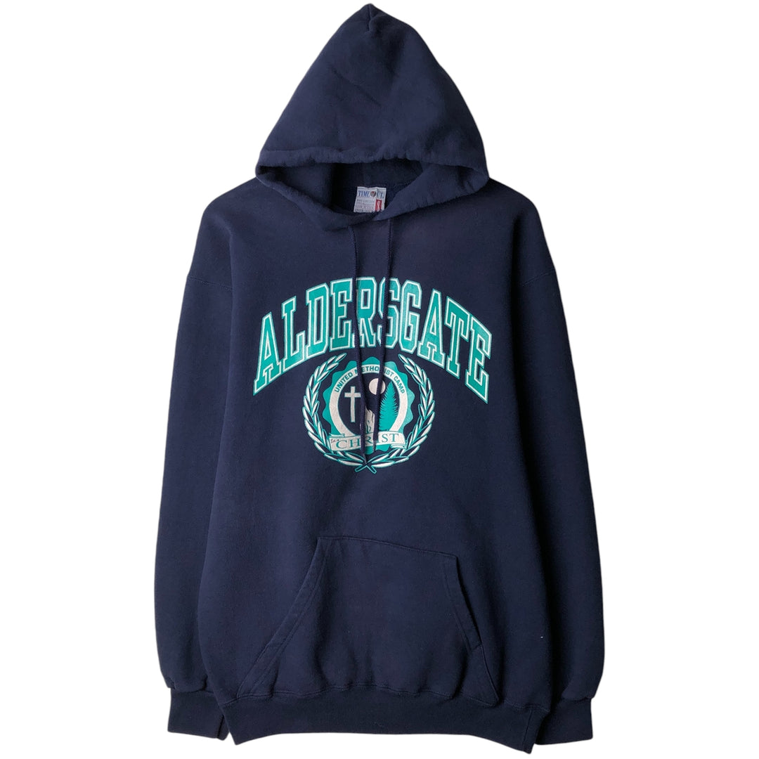 Vintage 90'S TIME OUT College Pullover Hoodie, Made in USA, Men's Size Small cotton navy blue type Vintage Second Hand