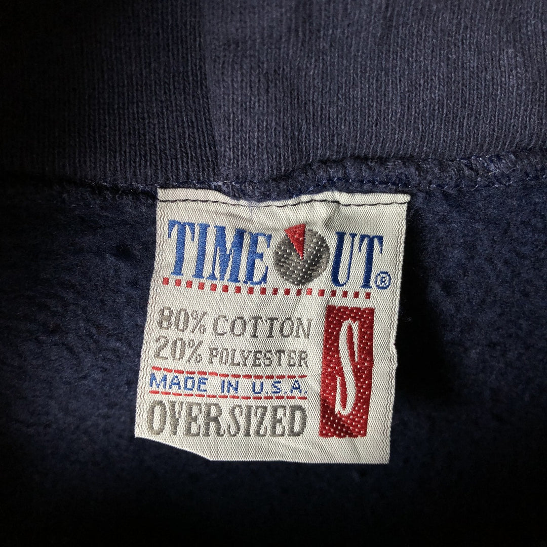 Vintage 90'S TIME OUT College Pullover Hoodie, Made in USA, Men's Size Small cotton navy blue type Vintage Second Hand