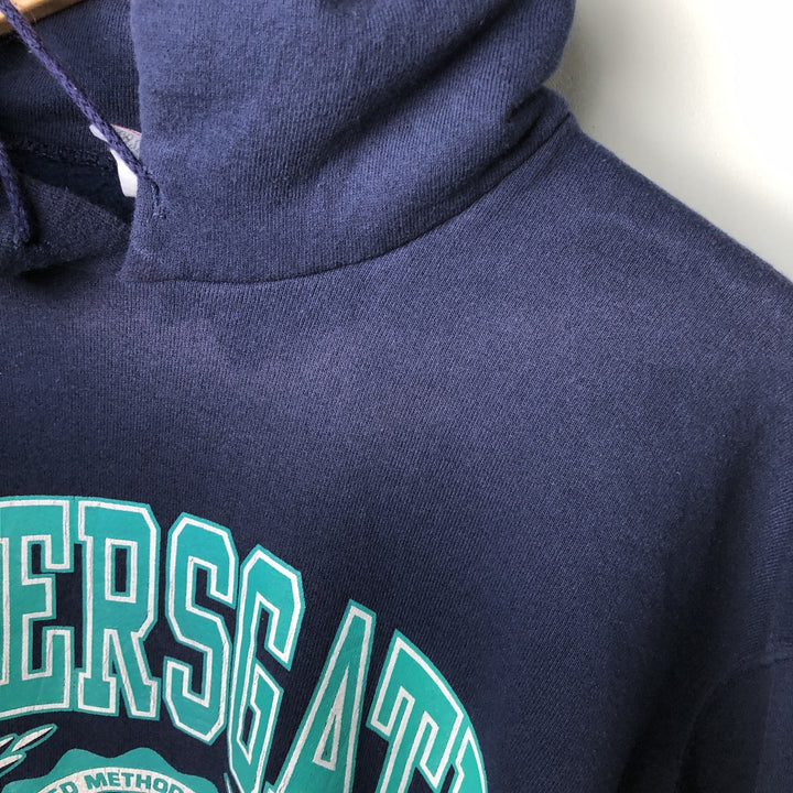 Vintage 90'S TIME OUT College Pullover Hoodie, Made in USA, Men's Size Small cotton navy blue type Vintage Second Hand