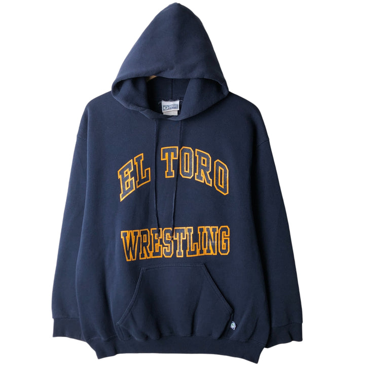 Vintage 80s-90'S DIscus ATHLETIC College Pullover Hoodie, Made in USA, Men's Size L cotton navy blue type Vintage Second Hand