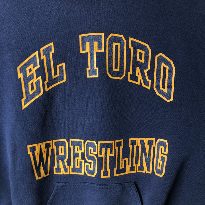 Vintage 80s-90'S DIscus ATHLETIC College Pullover Hoodie, Made in USA, Men's Size L cotton navy blue type Vintage Second Hand