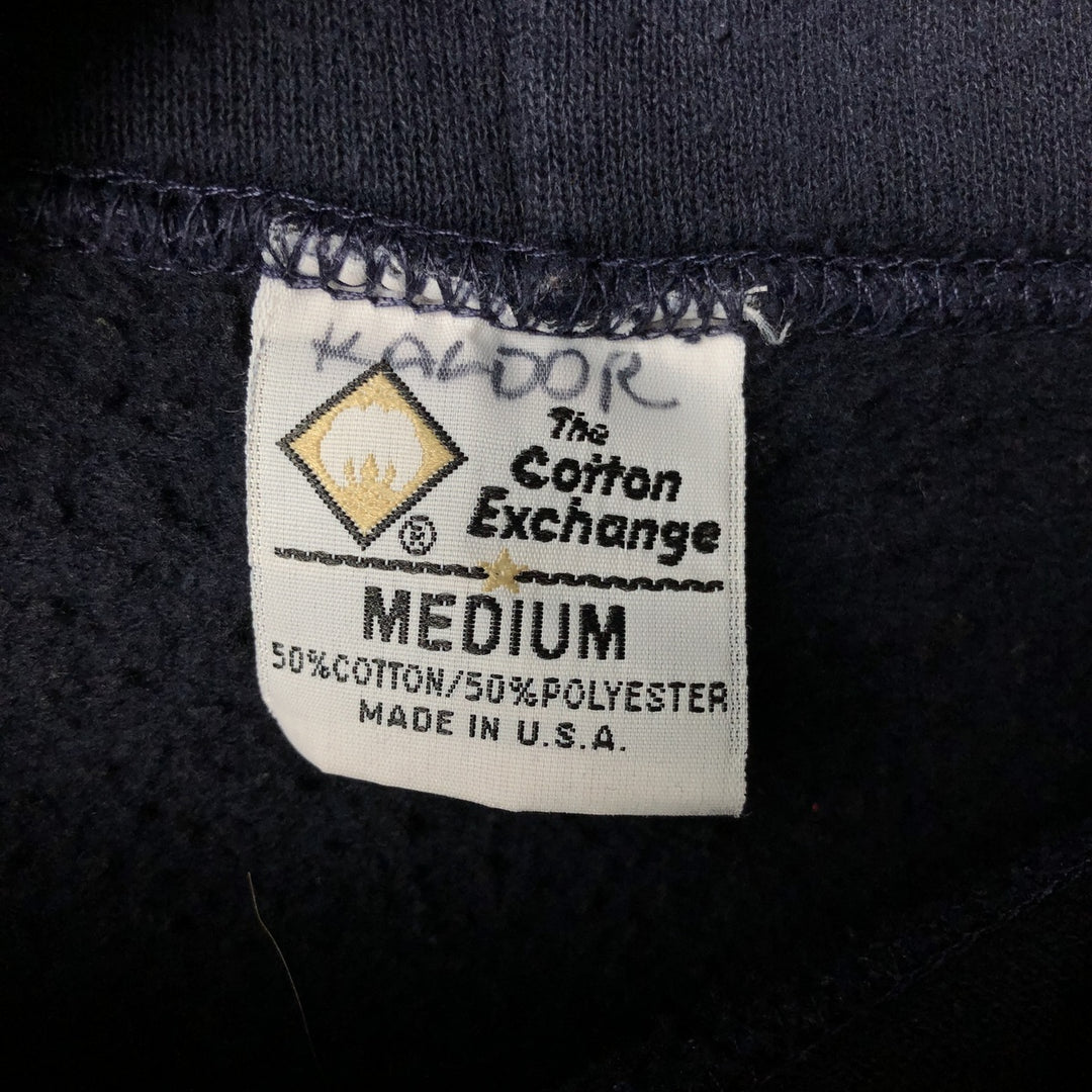 Vintage 90'S The Cotton Exchange College Pullover Hoodie, Made in USA, Men's Size Medium cotton black type Vintage Second Hand