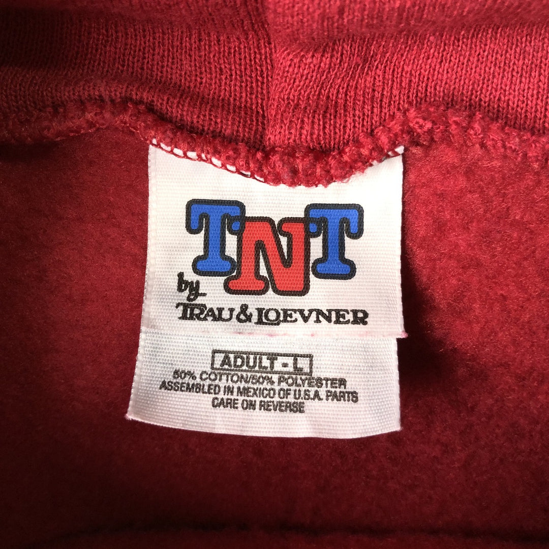 TNT BY TRAU AND KEVNER College Pullover Hoodie, Men's Size L cotton red type Vintage Second Hand