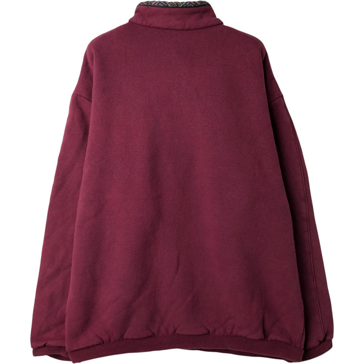 THOUSAND MILE High-Neck Henley Sweatshirt, Made in USA, Men's XL cotton Red type red-purple Vintage Second Hand