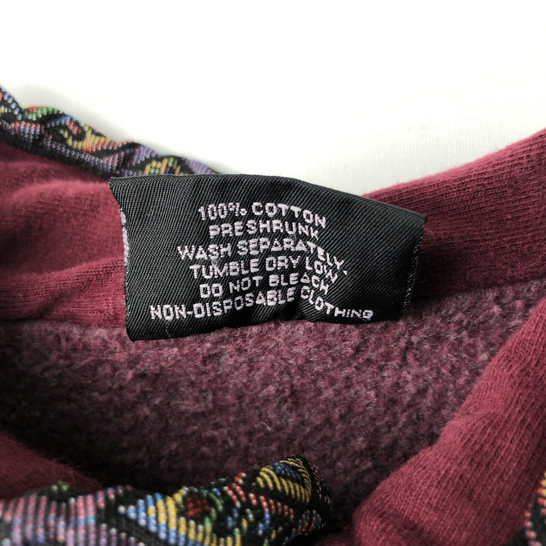 THOUSAND MILE High-Neck Henley Sweatshirt, Made in USA, Men's XL cotton Red type red-purple Vintage Second Hand