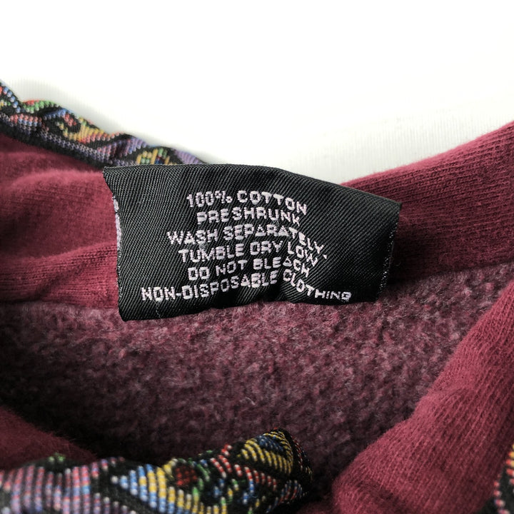 THOUSAND MILE High-Neck Henley Sweatshirt, Made in USA, Men's XL cotton Red type red-purple Vintage Second Hand