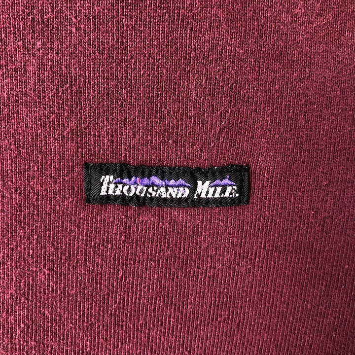 THOUSAND MILE High-Neck Henley Sweatshirt, Made in USA, Men's XL cotton Red type red-purple Vintage Second Hand