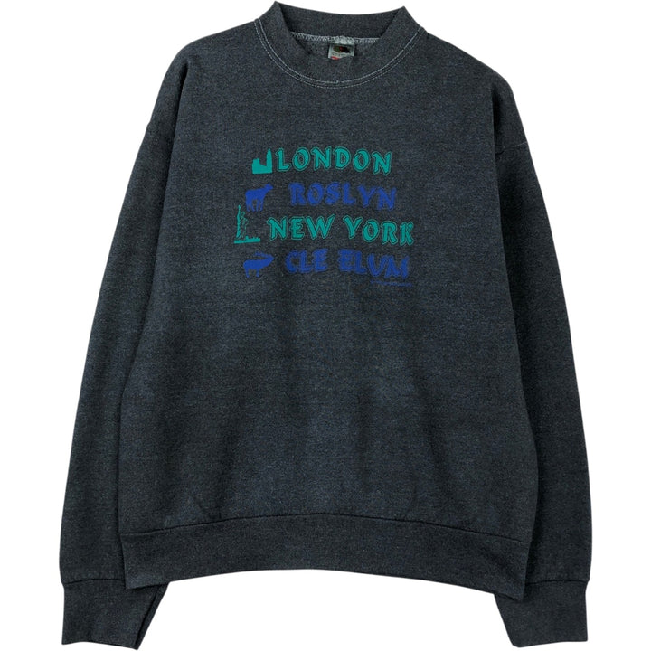 90'S Fruit of the Loom printed sweatshirt, made in the USA, men's size L, vintage cotton gray type Vintage Second Hand