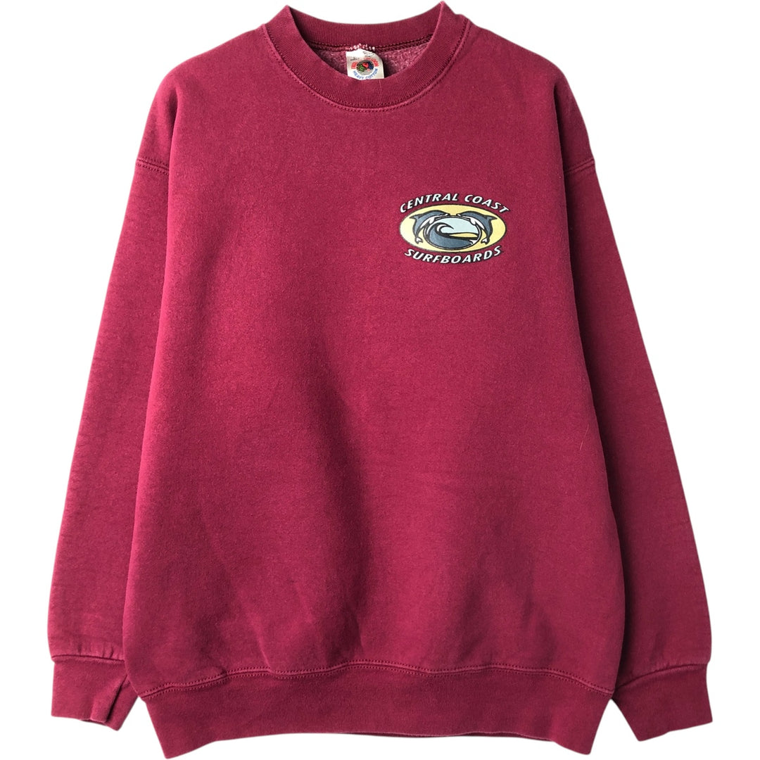 90'S Fruit of the Loom printed sweatshirt, made in the USA, men's size L, vintage cotton Red type red-purple Vintage Second Hand