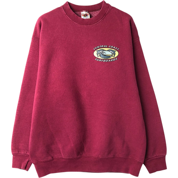 90'S Fruit of the Loom printed sweatshirt, made in the USA, men's size L, vintage cotton Red type red-purple Vintage Second Hand
