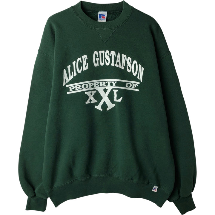 90'S Russell triple print college sweatshirt, made in the USA, men's size L, vintage cotton Green type dark green Vintage Second Hand
