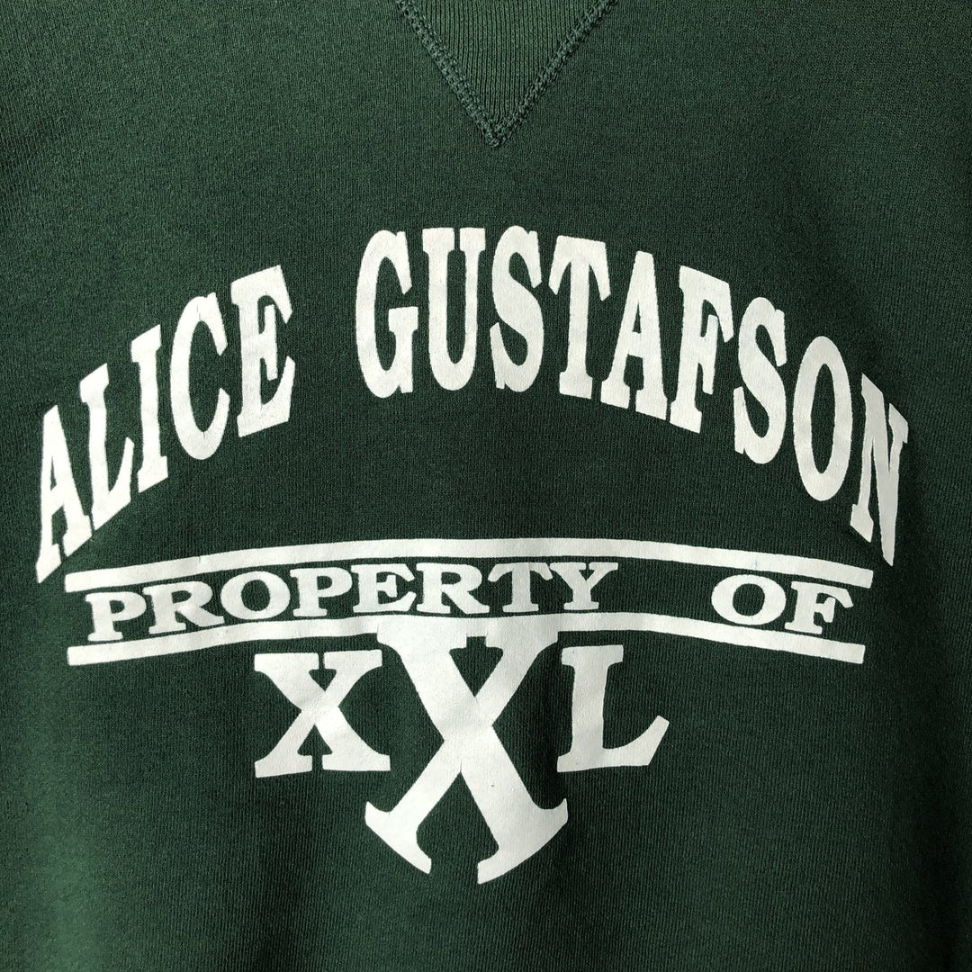 90'S Russell triple print college sweatshirt, made in the USA, men's size L, vintage cotton Green type dark green Vintage Second Hand