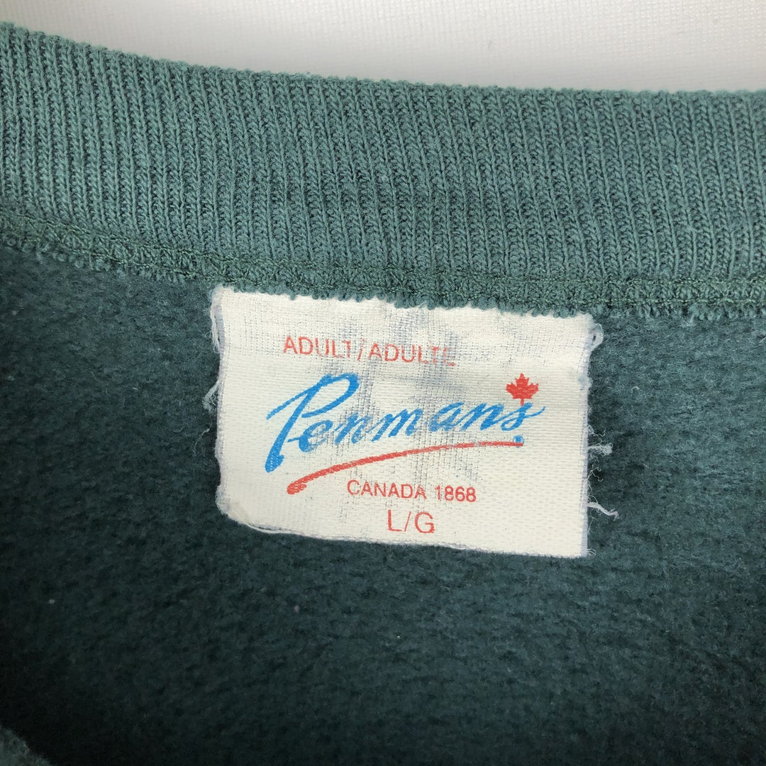 Vintage 1990'S Penmans printed sweatshirt, made in Canada, size L, men's polyester Green type dark green Vintage Second Hand
