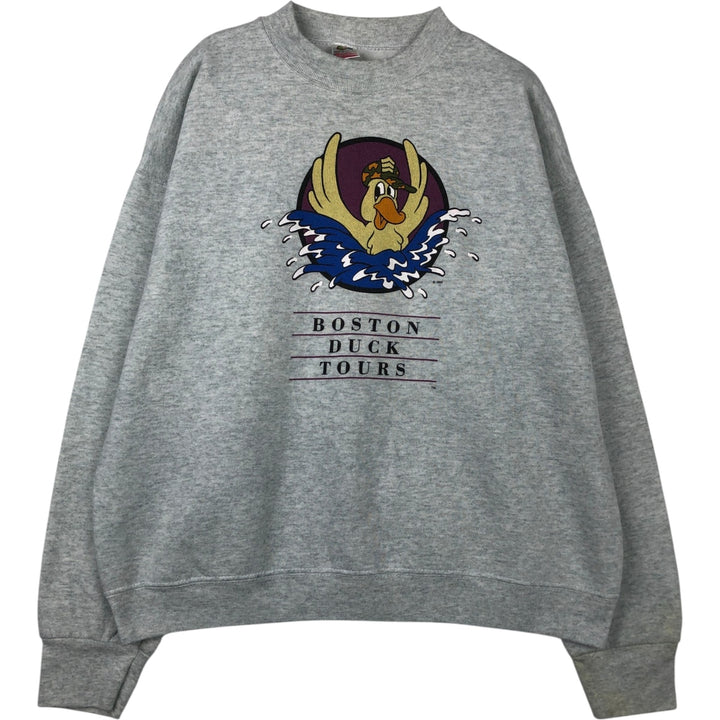 90'S Fruit of the Loom printed sweatshirt, made in the USA, men's size L, vintage cotton gray type Vintage Second Hand