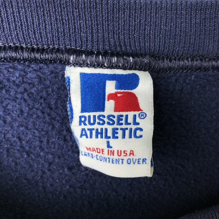 90'S Russell College Sweatshirt, Made in USA, Men's L, Vintage cotton navy blue type Vintage Second Hand