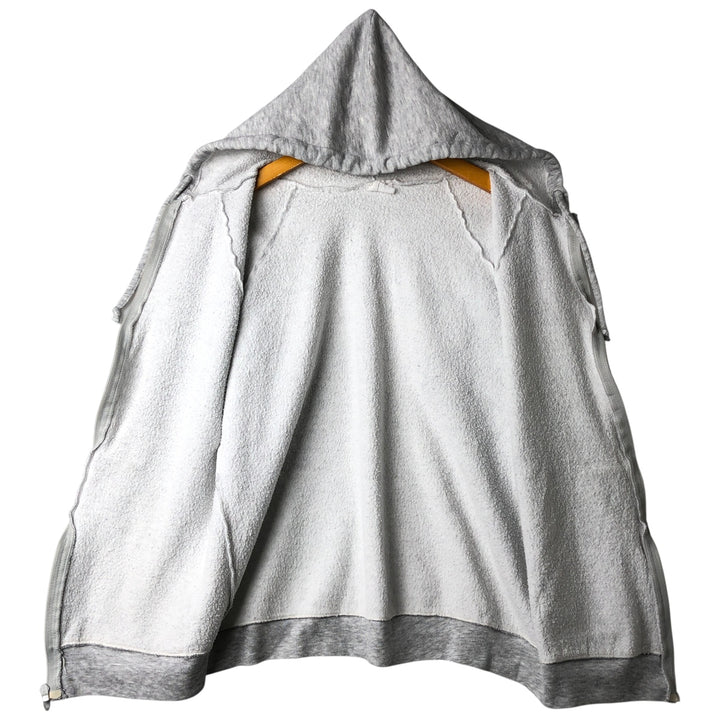 90'S Vintage Men's Full-Zip Hoodie (Size L) cotton pale white type Vintage Second Hand