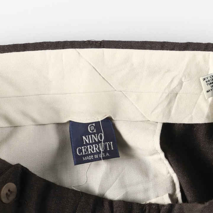NINO CERRUTI Two-pleat Slacks, Made in USA, Men's, Size W32 unclear brown type Vintage Second Hand