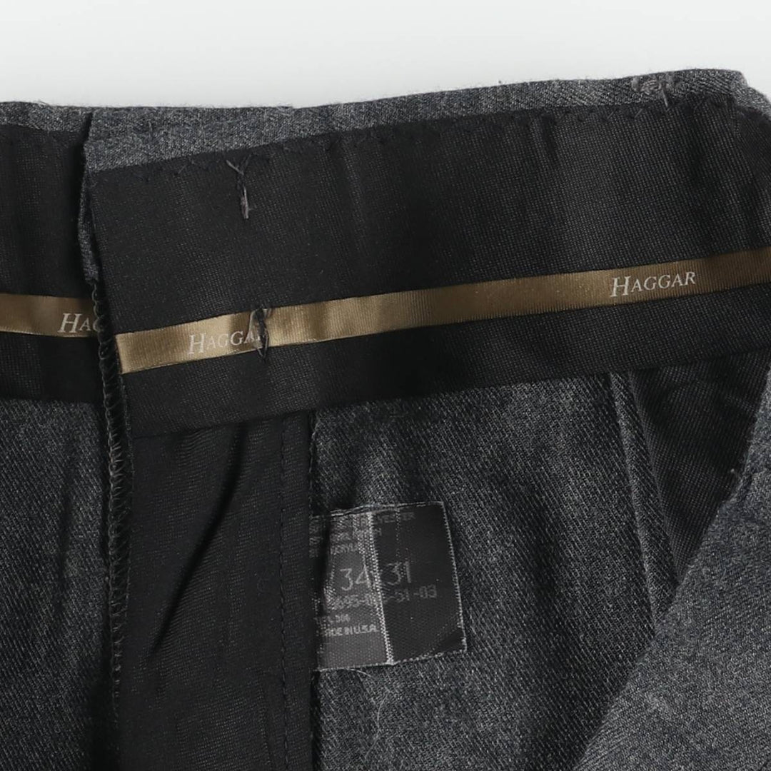Haggar 2-pleat slacks pants made in the USA, men's size w34 unclear gray type Vintage Second Hand