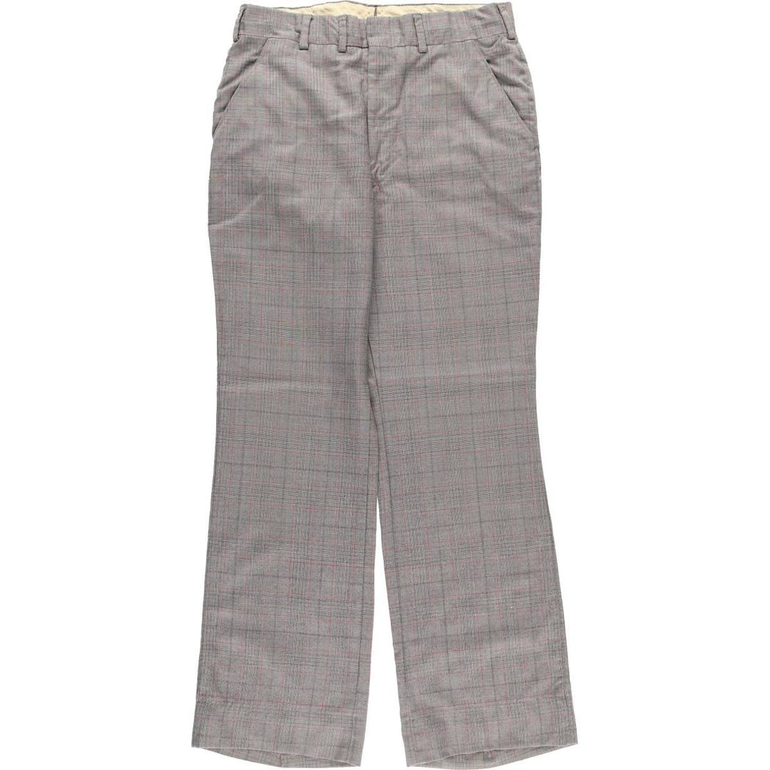 Vintage 1980'S Check Pattern Wide Leg Slacks, Men's Size W32 unclear gray type Vintage Second Hand