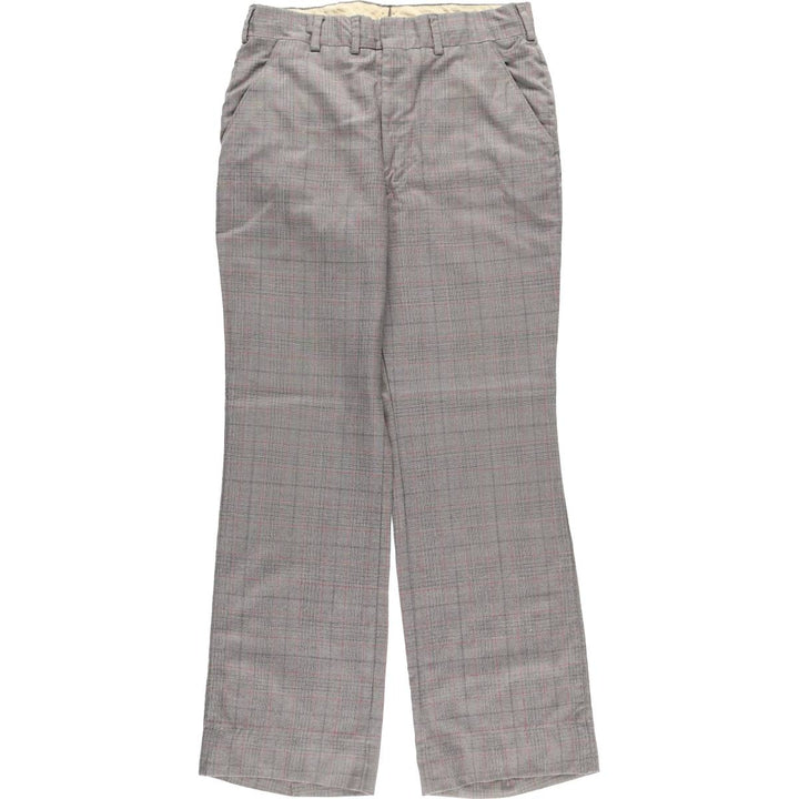 Vintage 1980'S Check Pattern Wide Leg Slacks, Men's Size W32 unclear gray type Vintage Second Hand