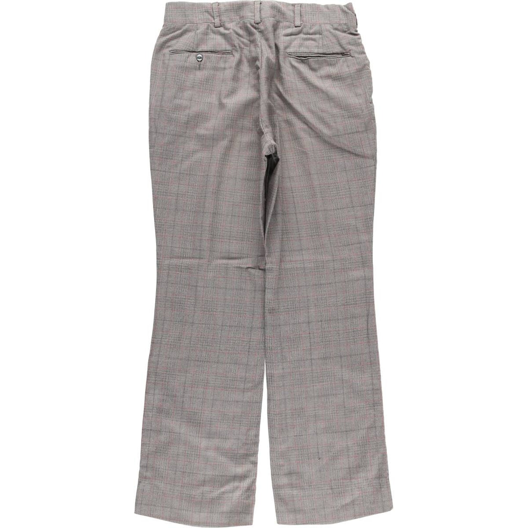 Vintage 1980'S Check Pattern Wide Leg Slacks, Men's Size W32 unclear gray type Vintage Second Hand
