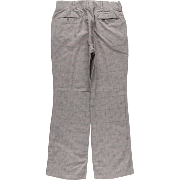 Vintage 1980'S Check Pattern Wide Leg Slacks, Men's Size W32 unclear gray type Vintage Second Hand