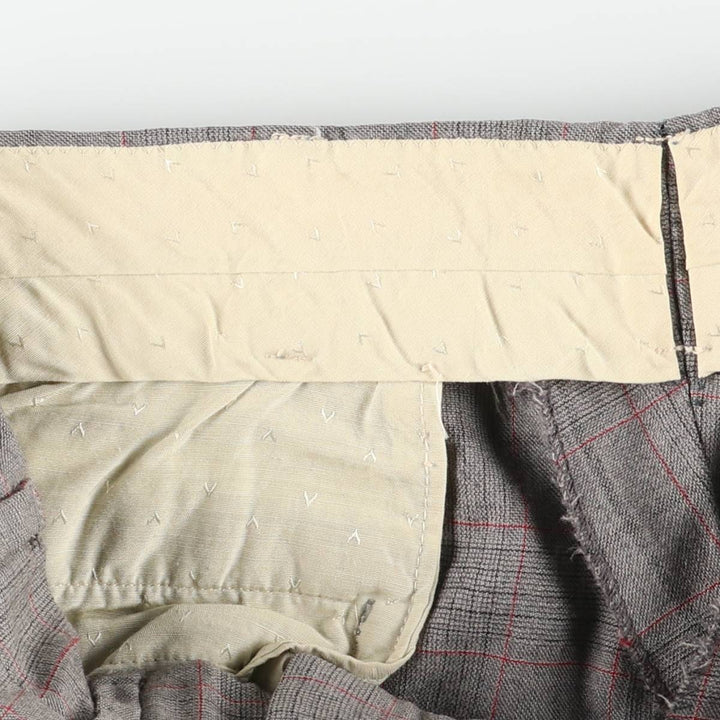 Vintage 1980'S Check Pattern Wide Leg Slacks, Men's Size W32 unclear gray type Vintage Second Hand