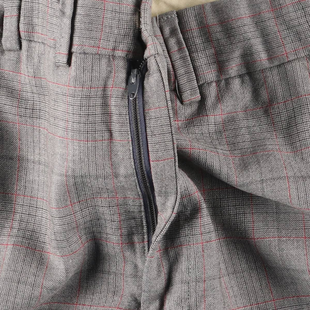 Vintage 1980'S Check Pattern Wide Leg Slacks, Men's Size W32 unclear gray type Vintage Second Hand