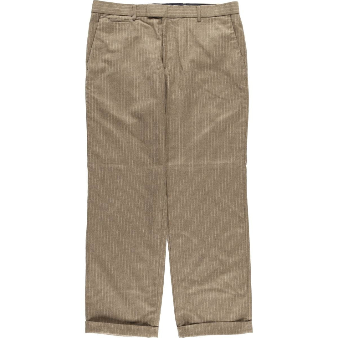 Banana Republic Tailored Slim Fit Striped Wool Pants, Men's Size 37 wool brown type Vintage Second Hand