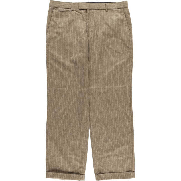 Banana Republic Tailored Slim Fit Striped Wool Pants, Men's Size 37 wool brown type Vintage Second Hand