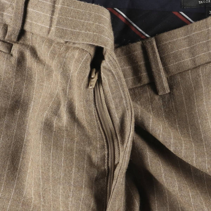 Banana Republic Tailored Slim Fit Striped Wool Pants, Men's Size 37 wool brown type Vintage Second Hand