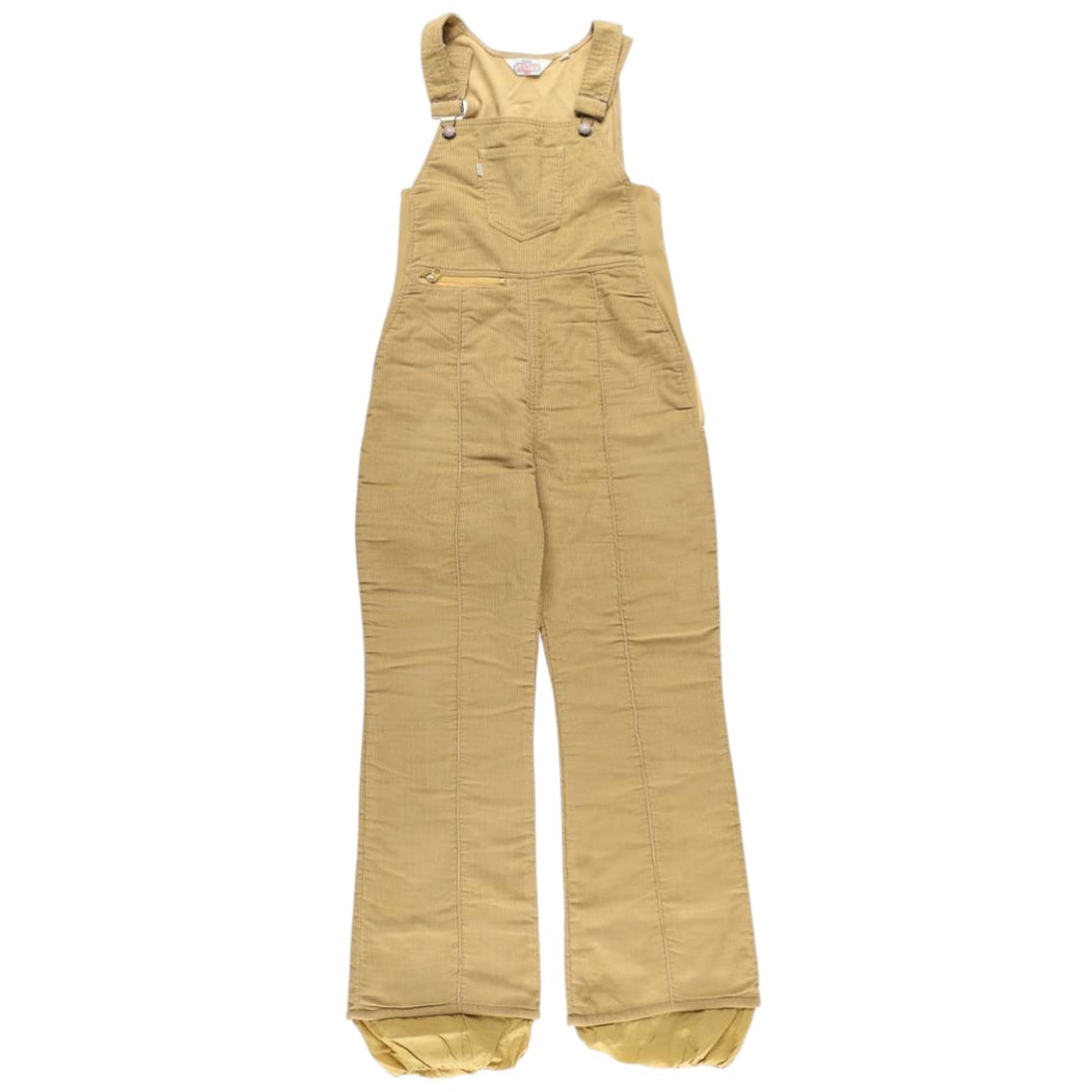 1970'S Levi's SKI Corduroy Overalls, Made in USA, Women's Size L (W30 equivalent), Vintage polyester yellow type Vintage Second Hand