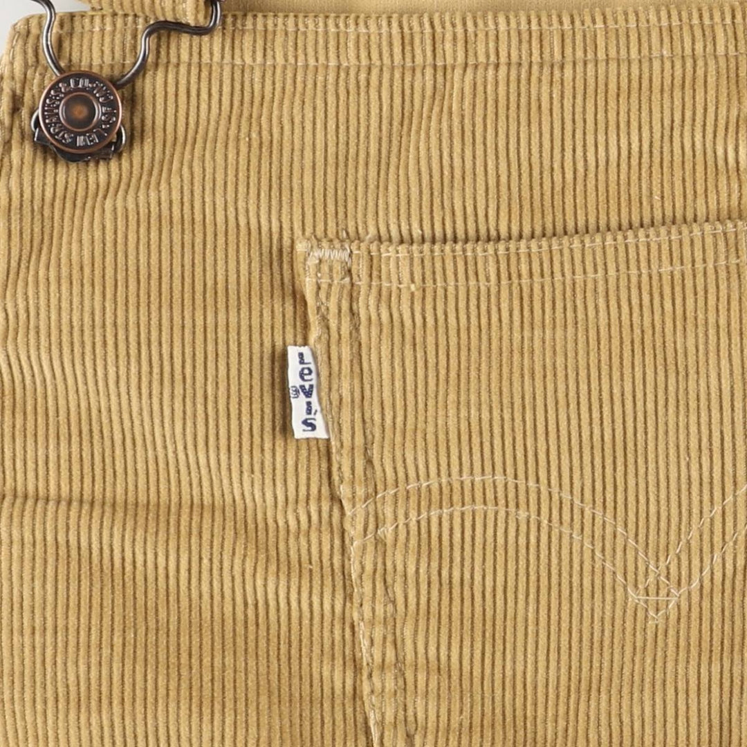1970'S Levi's SKI Corduroy Overalls, Made in USA, Women's Size L (W30 equivalent), Vintage polyester yellow type Vintage Second Hand