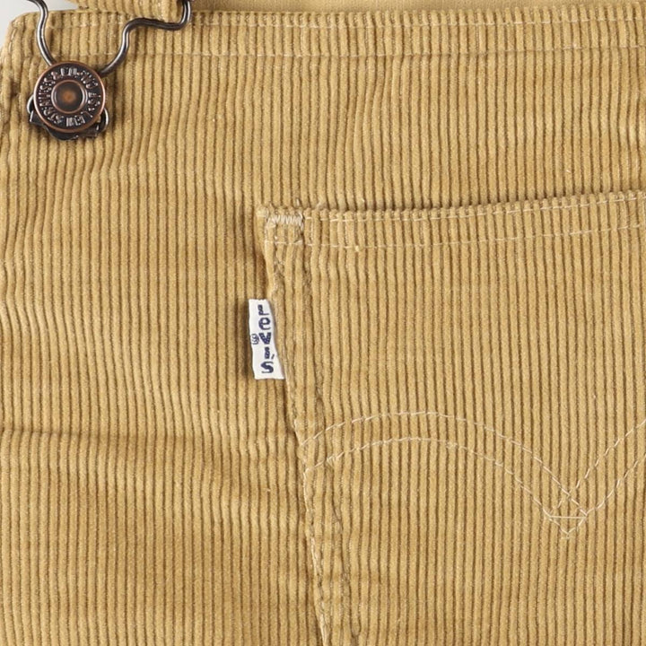 1970'S Levi's SKI Corduroy Overalls, Made in USA, Women's Size L (W30 equivalent), Vintage polyester yellow type Vintage Second Hand
