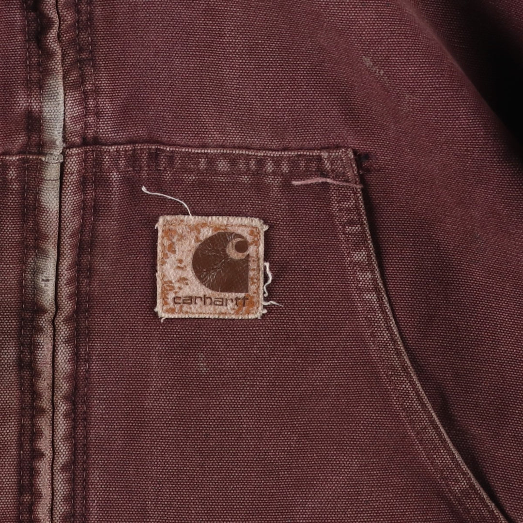 90'S Carhartt Active Jacket, Padded Duck Full-Zip Hoodie, Made in USA, Men's XL, Vintage cotton burgundy type Vintage Second Hand