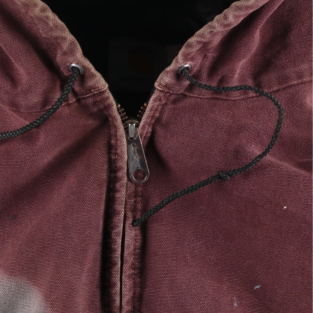 90'S Carhartt Active Jacket, Padded Duck Full-Zip Hoodie, Made in USA, Men's XL, Vintage cotton burgundy type Vintage Second Hand