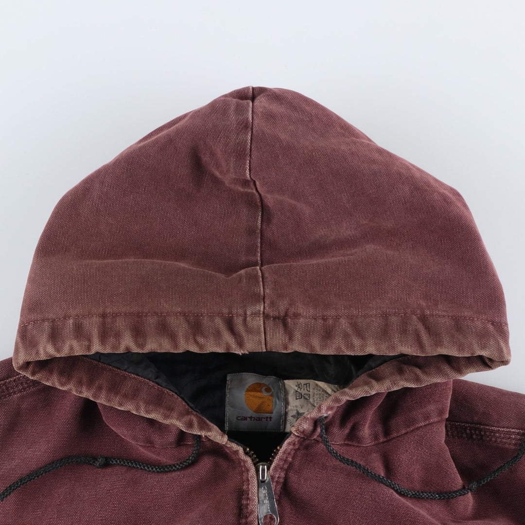 90'S Carhartt Active Jacket, Padded Duck Full-Zip Hoodie, Made in USA, Men's XL, Vintage cotton burgundy type Vintage Second Hand