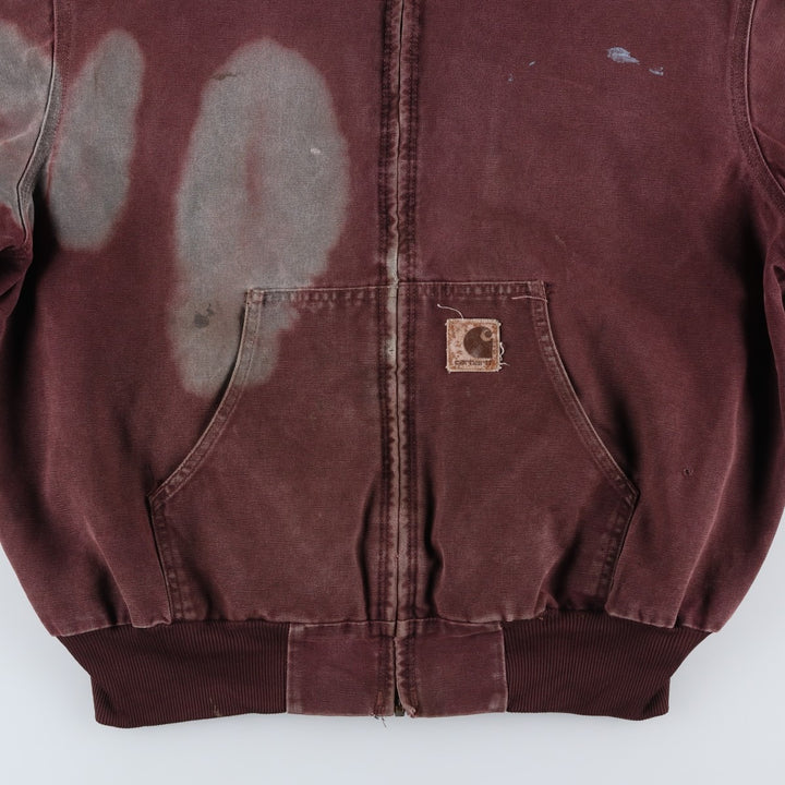 90'S Carhartt Active Jacket, Padded Duck Full-Zip Hoodie, Made in USA, Men's XL, Vintage cotton burgundy type Vintage Second Hand