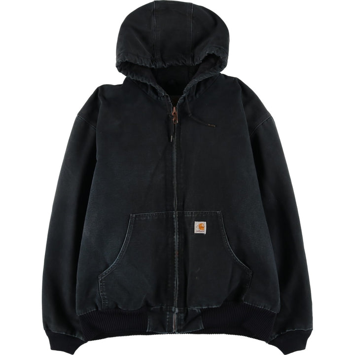 2000'S Carhartt Active Jacket, Padded Duck Full Zip Hoodie, Men's Size XL cotton black type Vintage Second Hand