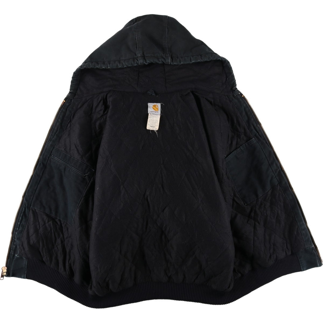 2000'S Carhartt Active Jacket, Padded Duck Full Zip Hoodie, Men's Size XL cotton black type Vintage Second Hand