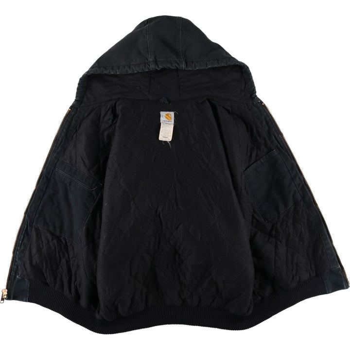 2000'S Carhartt Active Jacket, Padded Duck Full Zip Hoodie, Men's Size XL cotton black type Vintage Second Hand