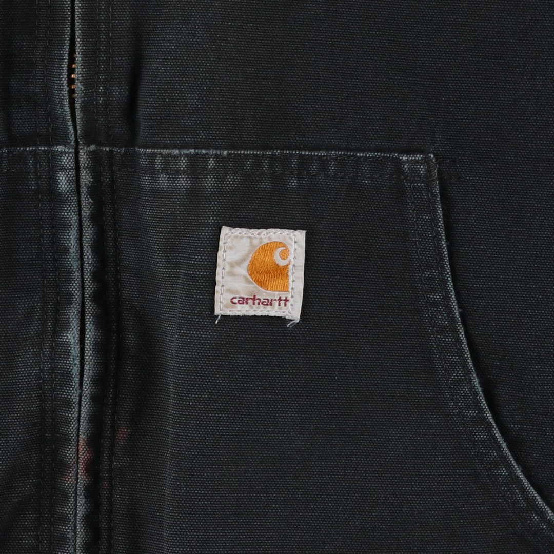 2000'S Carhartt Active Jacket, Padded Duck Full Zip Hoodie, Men's Size XL cotton black type Vintage Second Hand