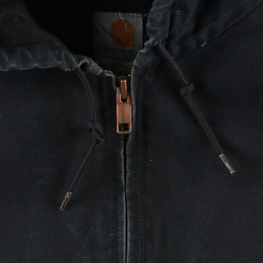 2000'S Carhartt Active Jacket, Padded Duck Full Zip Hoodie, Men's Size XL cotton black type Vintage Second Hand